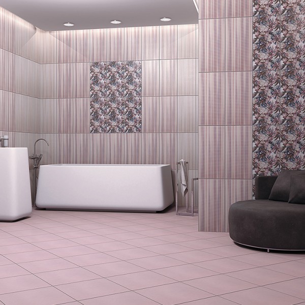 Плочки за баня в дискретен розово-бял цвят / испански